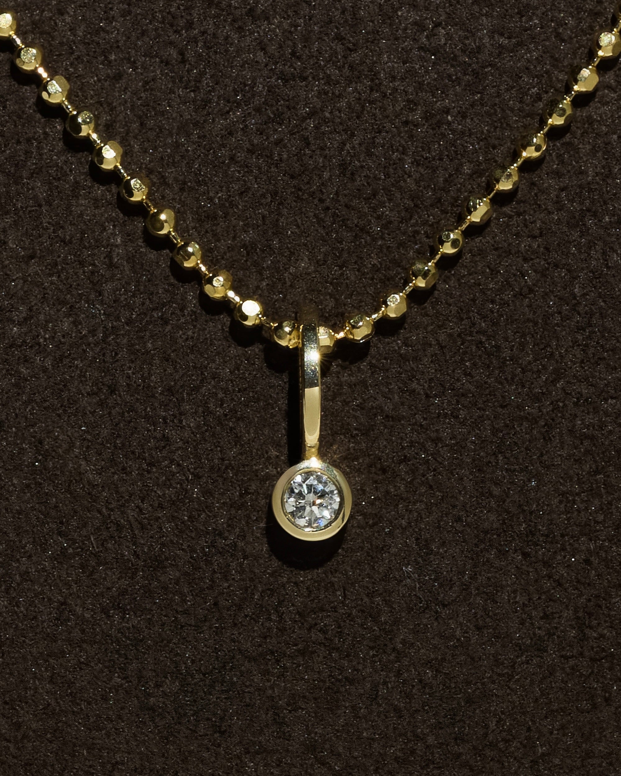 14k Diamond Pendant on Ball Chain with Custom Natural Diamond Clasp