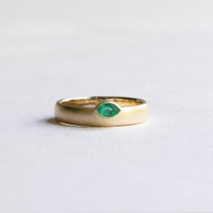 14K Natural Emerald Band