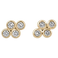 Orecchini con castone in oro 14K Nature Real Brilliante Taglio Rotondo Diamante Mini Cloud Stud