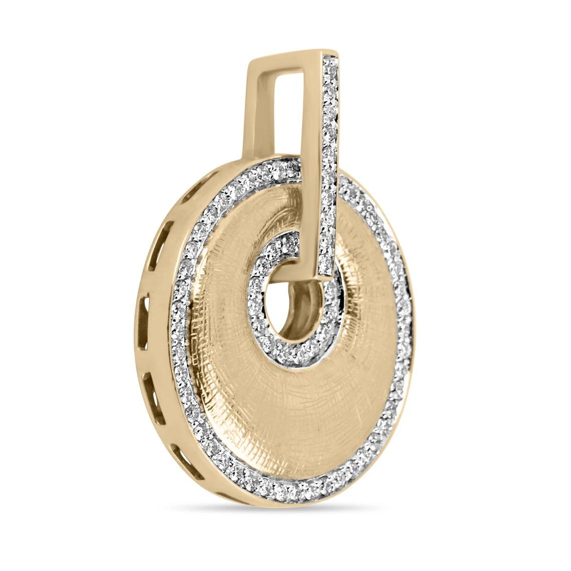 *Chain sold separately.

Setting Style: Pave/Halo
Setting Material: 14K Yellow Gold
Setting Weight: 10.6 Grams

Main Stone: Diamond
Weight: 0.40-Carats (Total)
Cut: Brilliant Round
Clarity: VS
Color: H
Luster: Excellent
Treatments: