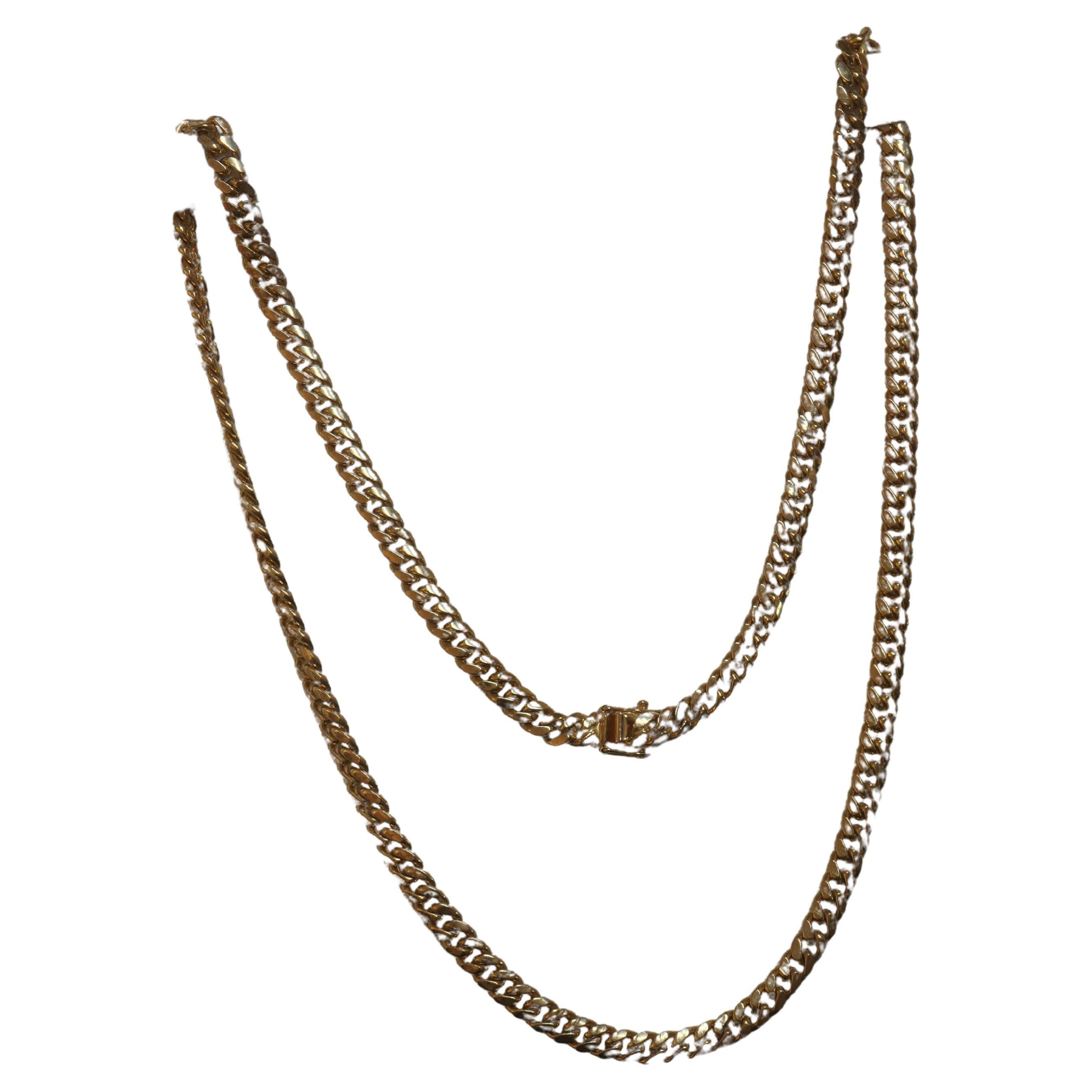 14K Halskette Vintage Massiv Gelbgold Kubanische Gliederkette 20,5