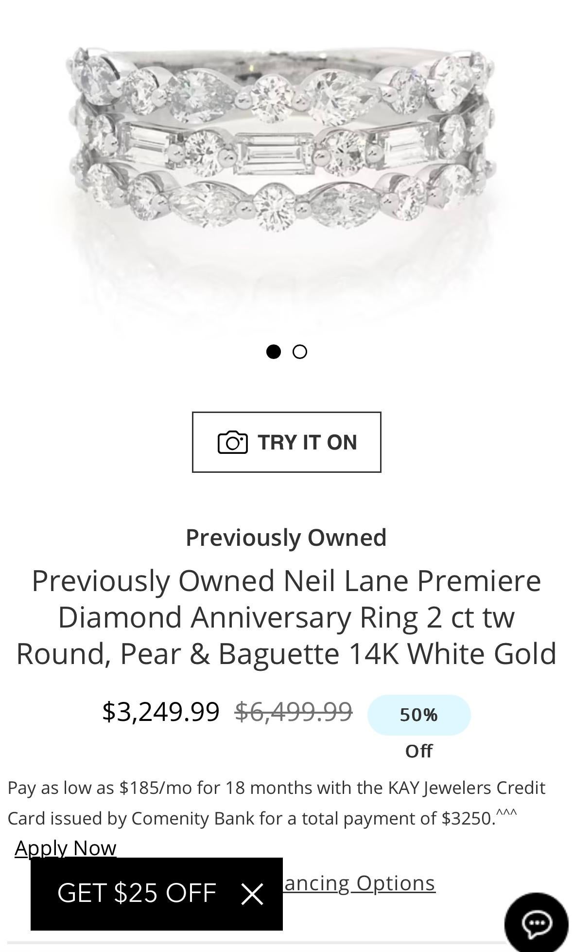 14K NEIL LANE Premiere Diamant Jahrestag-Ring 2cttw $6500 Einzelhandel Gr. 7 9