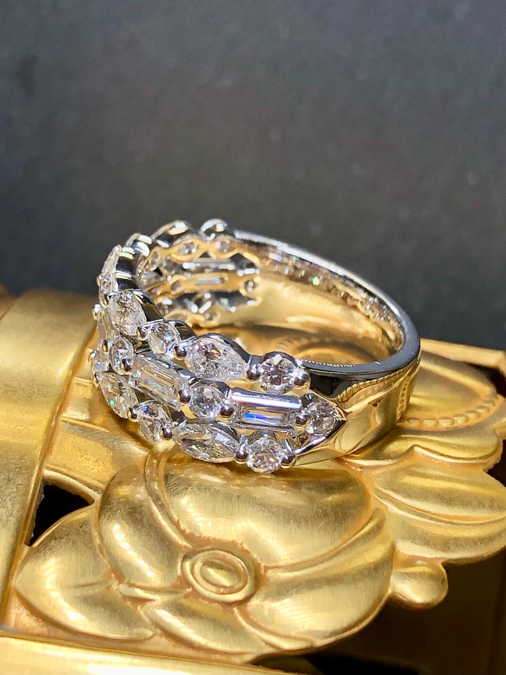 14K NEIL LANE Premiere Diamant Jahrestag-Ring 2cttw $6500 Einzelhandel Gr. 7 (Rundschliff)