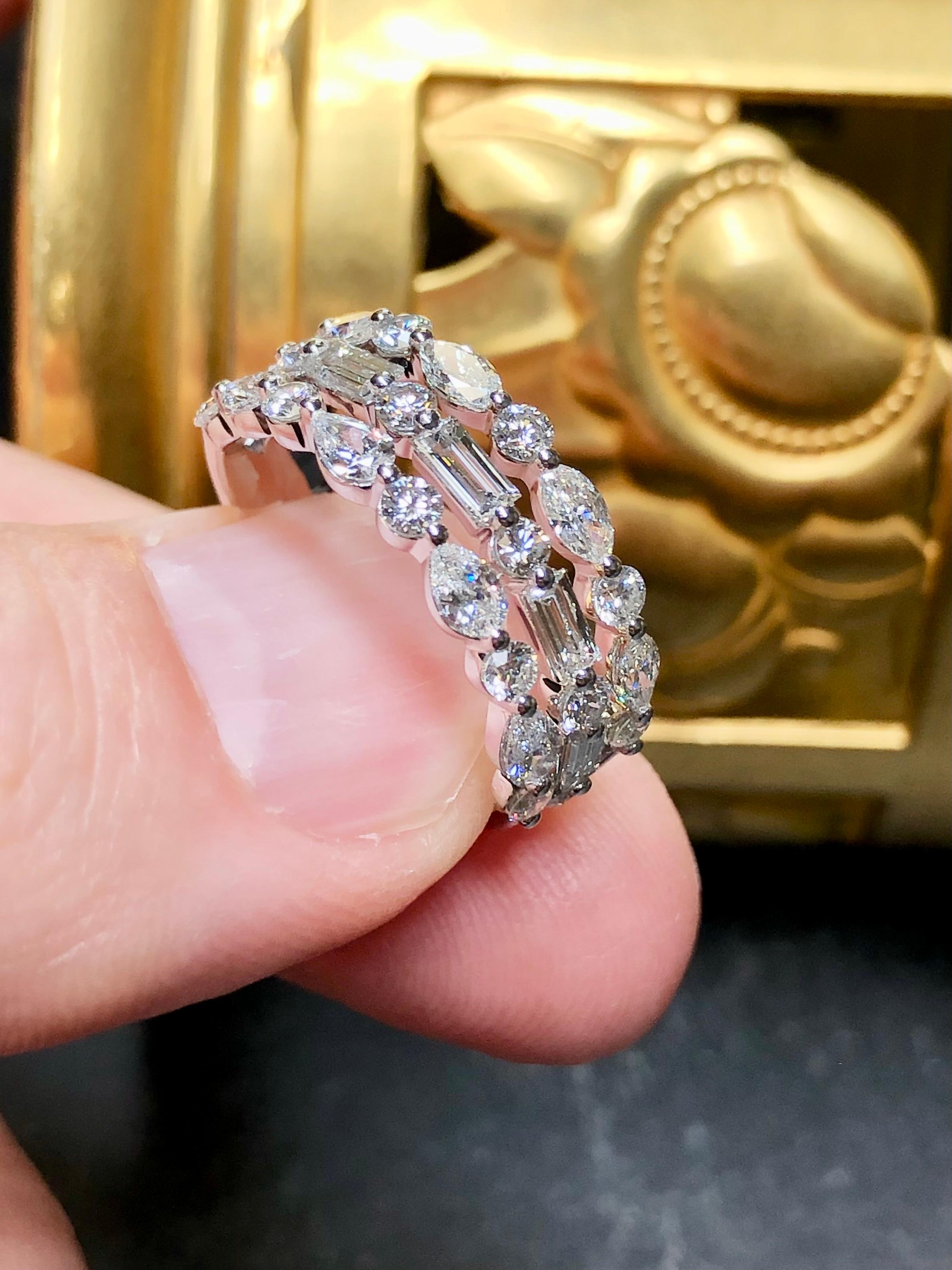 14K NEIL LANE Premiere Diamant Jahrestag-Ring 2cttw $6500 Einzelhandel Gr. 7 für Damen oder Herren