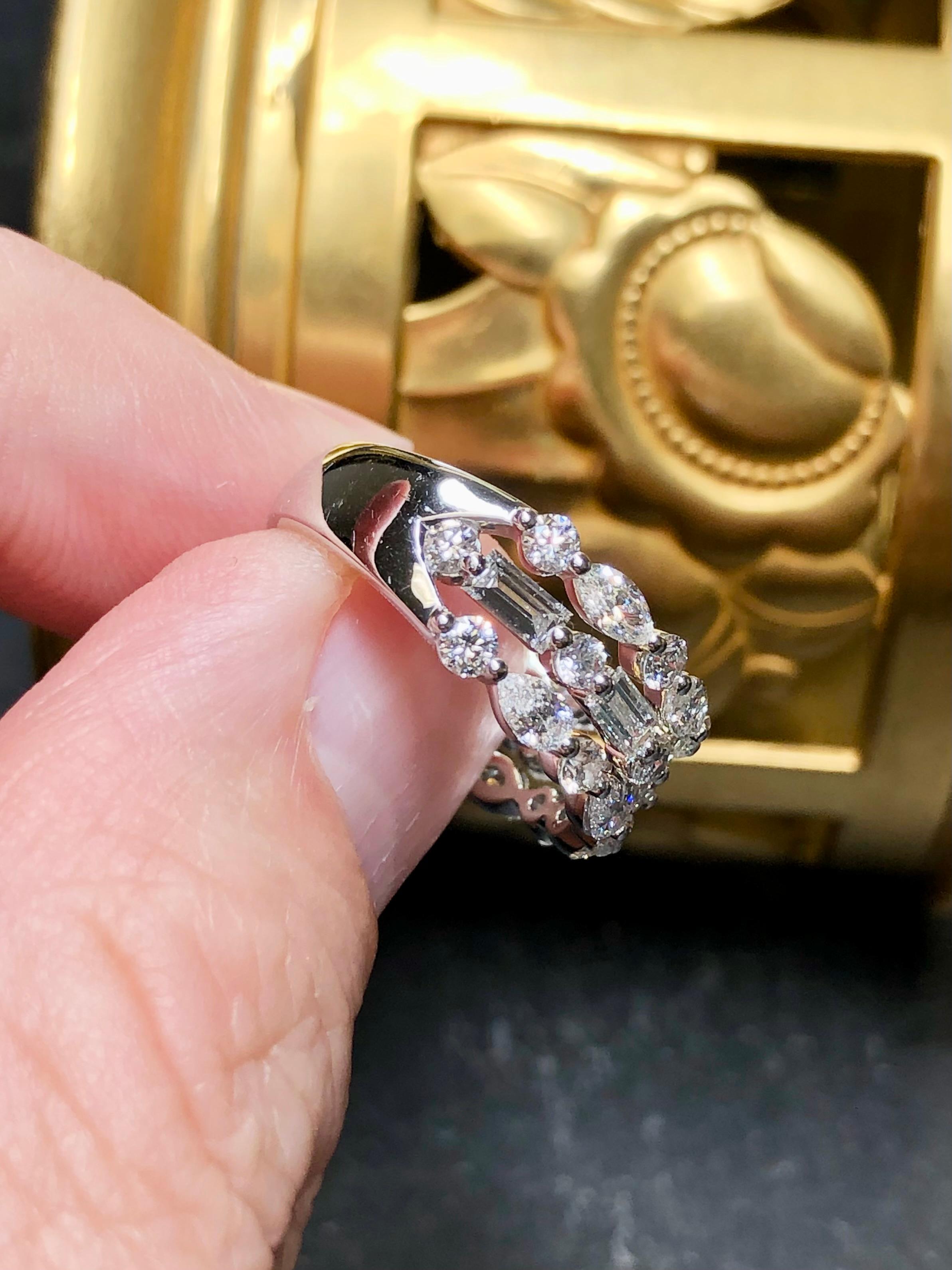 14K NEIL LANE Premiere Diamant Jahrestag-Ring 2cttw $6500 Einzelhandel Gr. 7 1