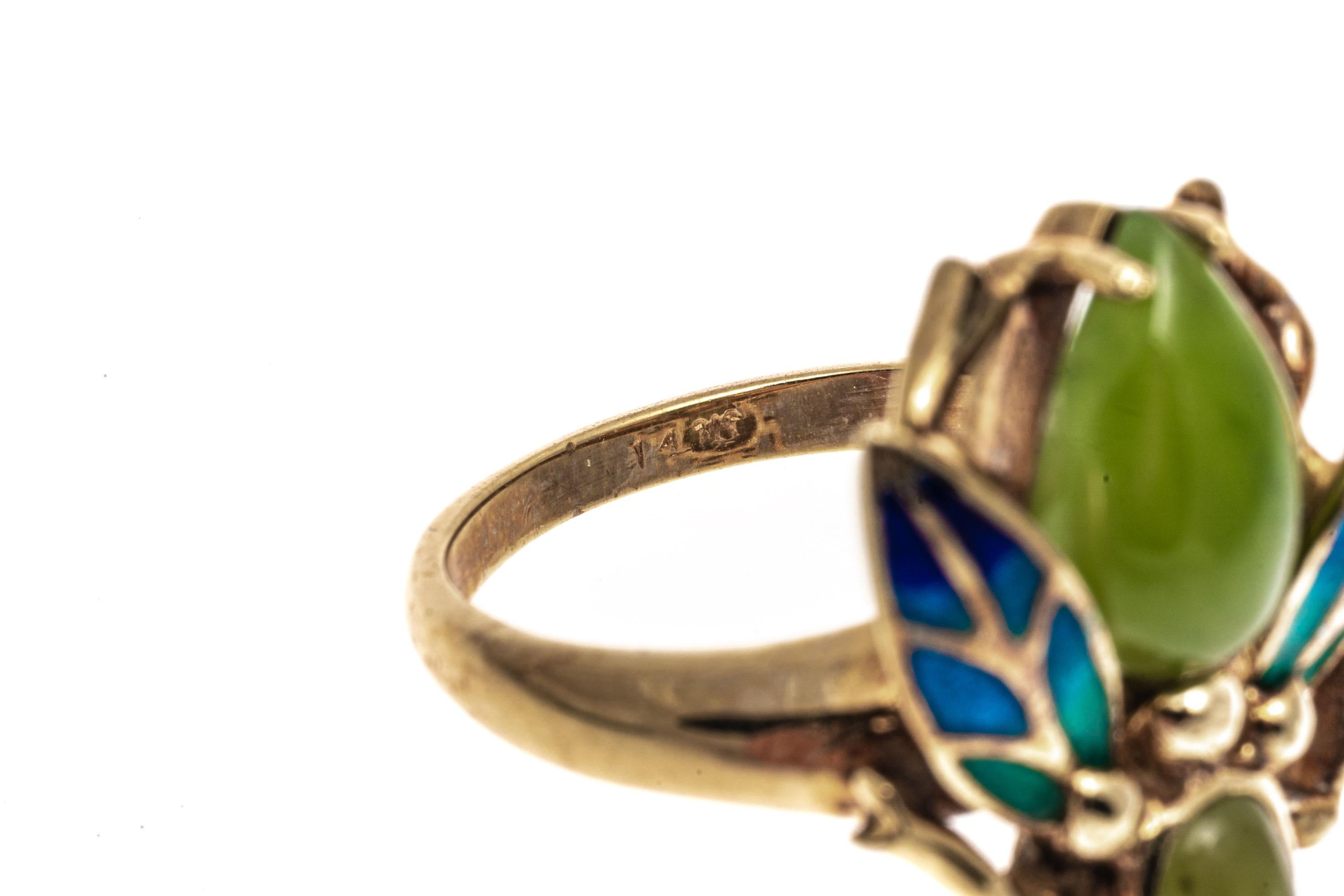 14k Nephrite Jade and Ombre Enamel Bug Ring In Good Condition For Sale In Southport, CT