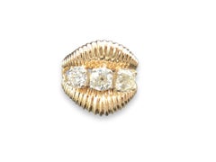 14k Old Mine Cut Diamond 3-Stone Ring 2.83 Carat VS Quality