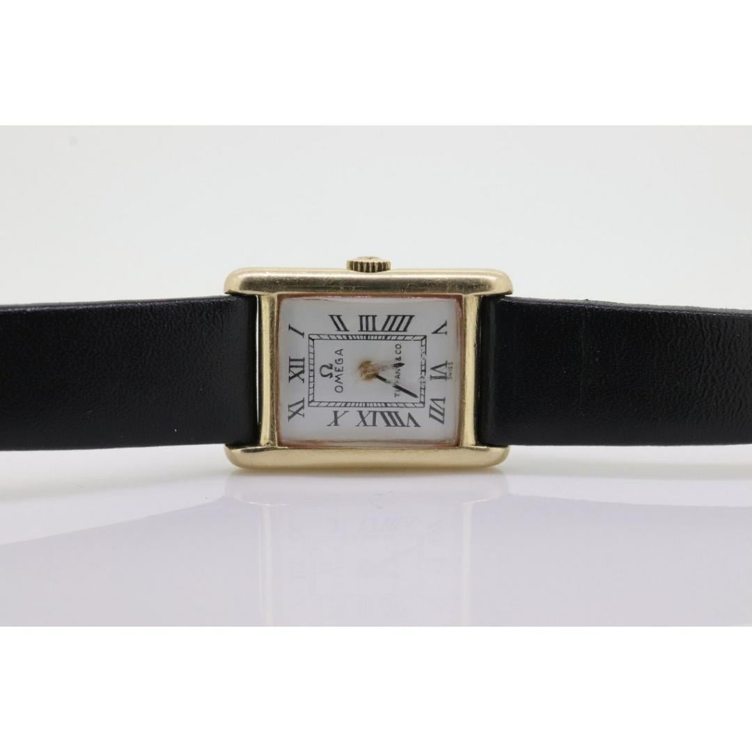 14k OMEGA x Tiffany & Co Tank Watch.14k Gelb Handaufzug Omega 17j Rectangle Damen