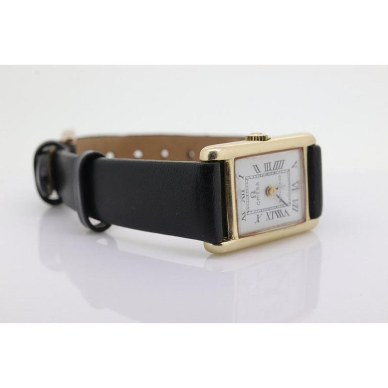 14k OMEGA x Tiffany and Co Tank Watch.14k Yellow Manual  display picture 3