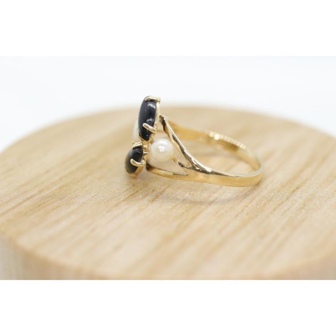 Anello a grappolo in onice opale e perla 14k. Fascia Navette Onice Opale. in vendita 1