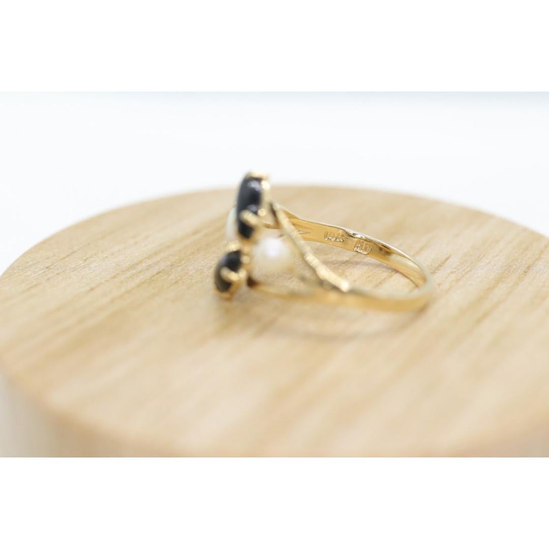Anello a grappolo in onice opale e perla 14k. Fascia Navette Onice Opale. in vendita 5
