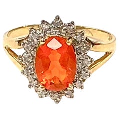 Anello Opale e Diamante 14K