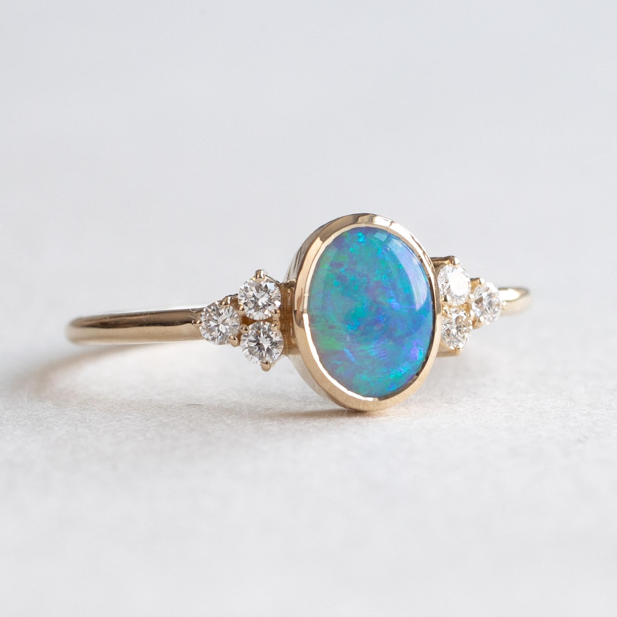 14K Opal Diamond Ring In New Condition For Sale In Wallingford, CT