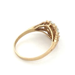 Vintage 14K Yellow Gold Opal Cluster Ring, Floral Design, 20th Century