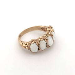 Antiker 14K Gelbgold Opal-Halbring, spätes 20. Jahrhundert