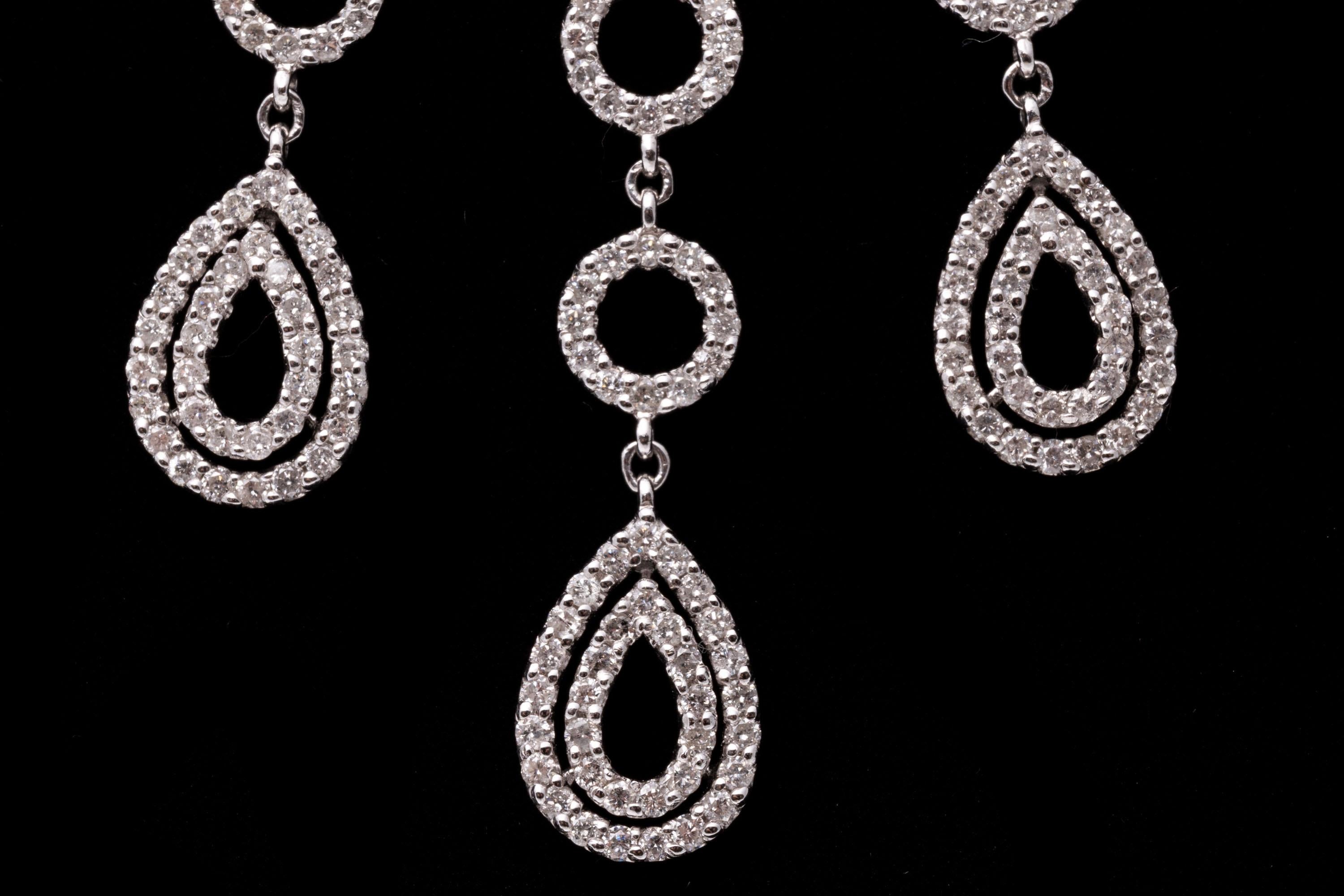 Collana con cerchi aperti e frange a forma di pera in 14k con diamanti, 1,76 TCW in vendita 2
