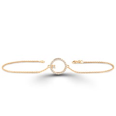 14K Gold Open Circle Diamond Bracelet With Solitaire Diamond Minimalist Bracelet