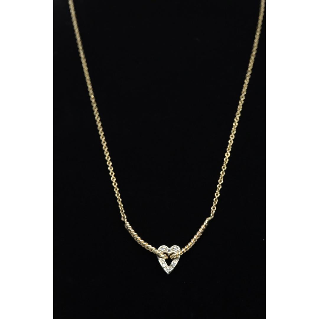 Collier de diamants à cœur ouvert 14k. Collier à cœur suspendu. Bon état - En vente à Port Charlotte, FL