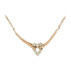 Collier de diamants à cœur ouvert 14k. Collier à cœur suspendu.