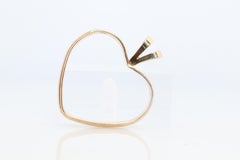 14k Open Heart Pendant. Antique 1940s Large Open Heart Pendant.