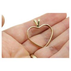 14k Open Heart Pendant. Antique 1940s Large Open Heart Pendant.