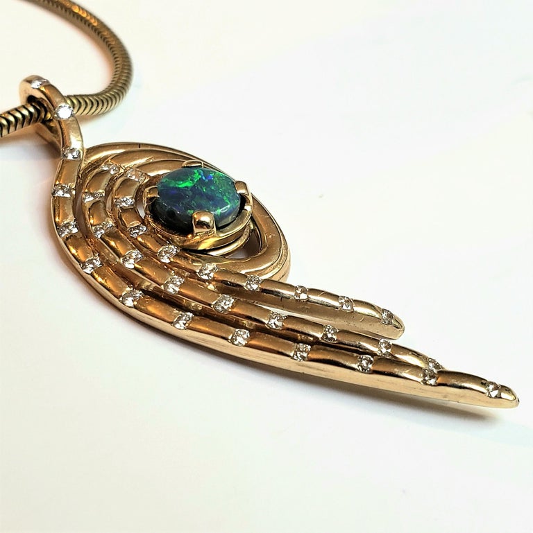 Open Spiral Pendant Necklace in 14k Gold with Diamonds For Sale at 1stDibs