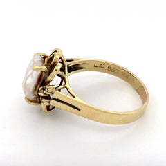 Vintage 14K Yellow Gold Pearl Ring with Diamond Accents