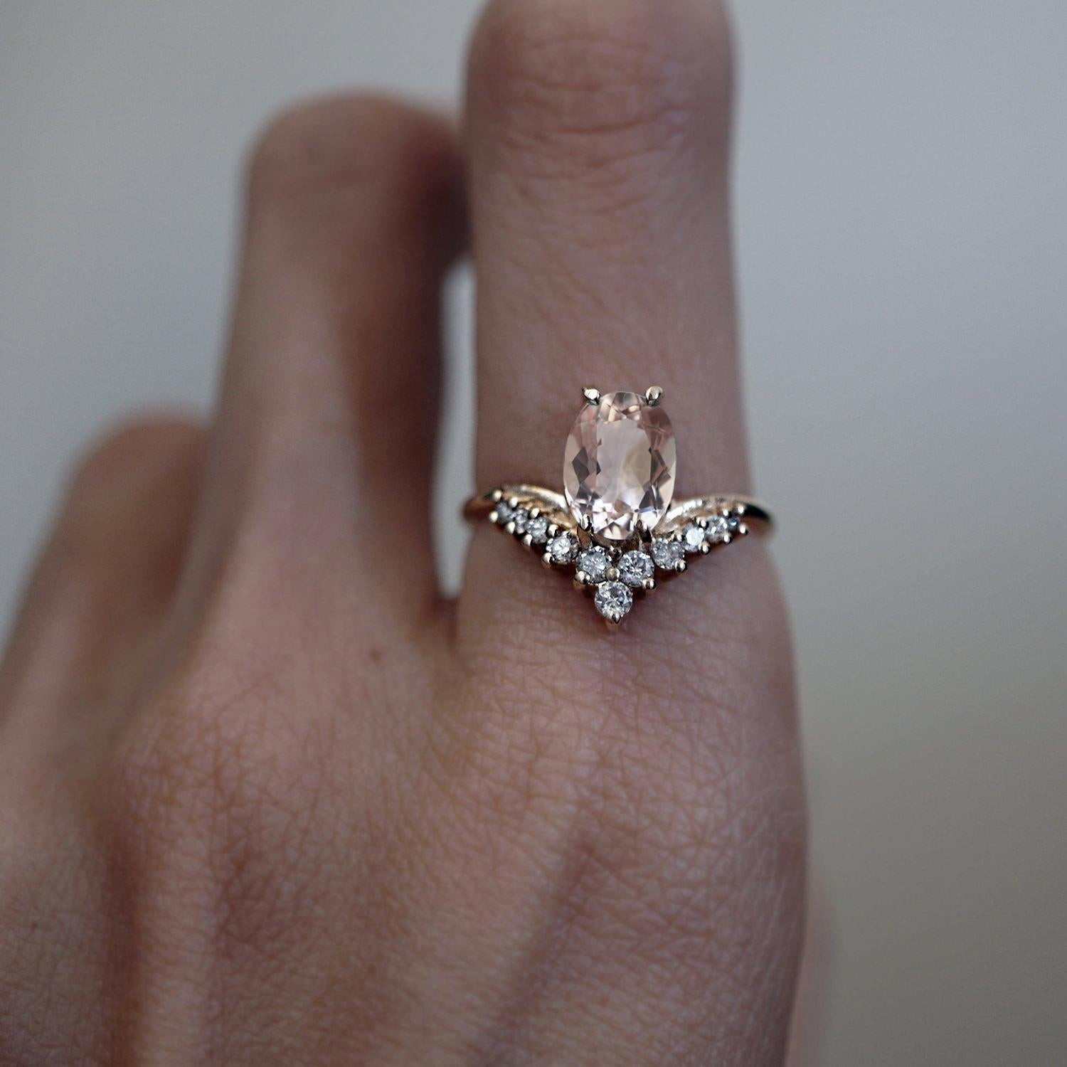 ** This item is specially made for you . Please allow 2-3 week lead time. Include ring size during checkout.

An exquisite natural peachy morganite ring made for the lovers of beauty and simplicity. This magnificent stunner glitters under the summer