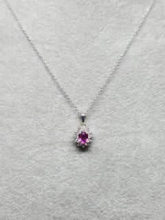 18 Karat Oval Pink Sapphire and Diamond Pendant