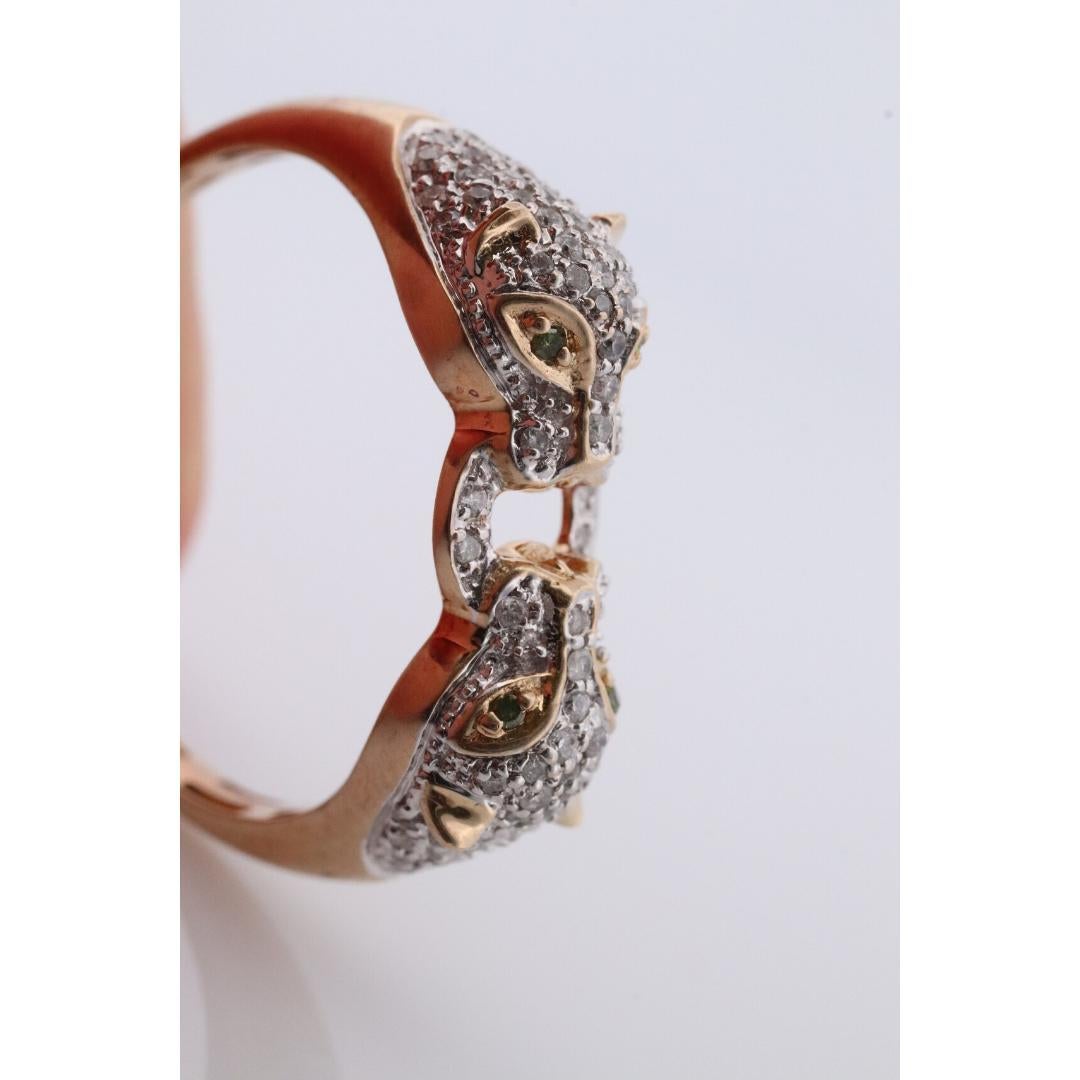 14k Panther Leopard Jaguar Cheetah Diamond ring. Encrusted with Diamond Double For Sale 1