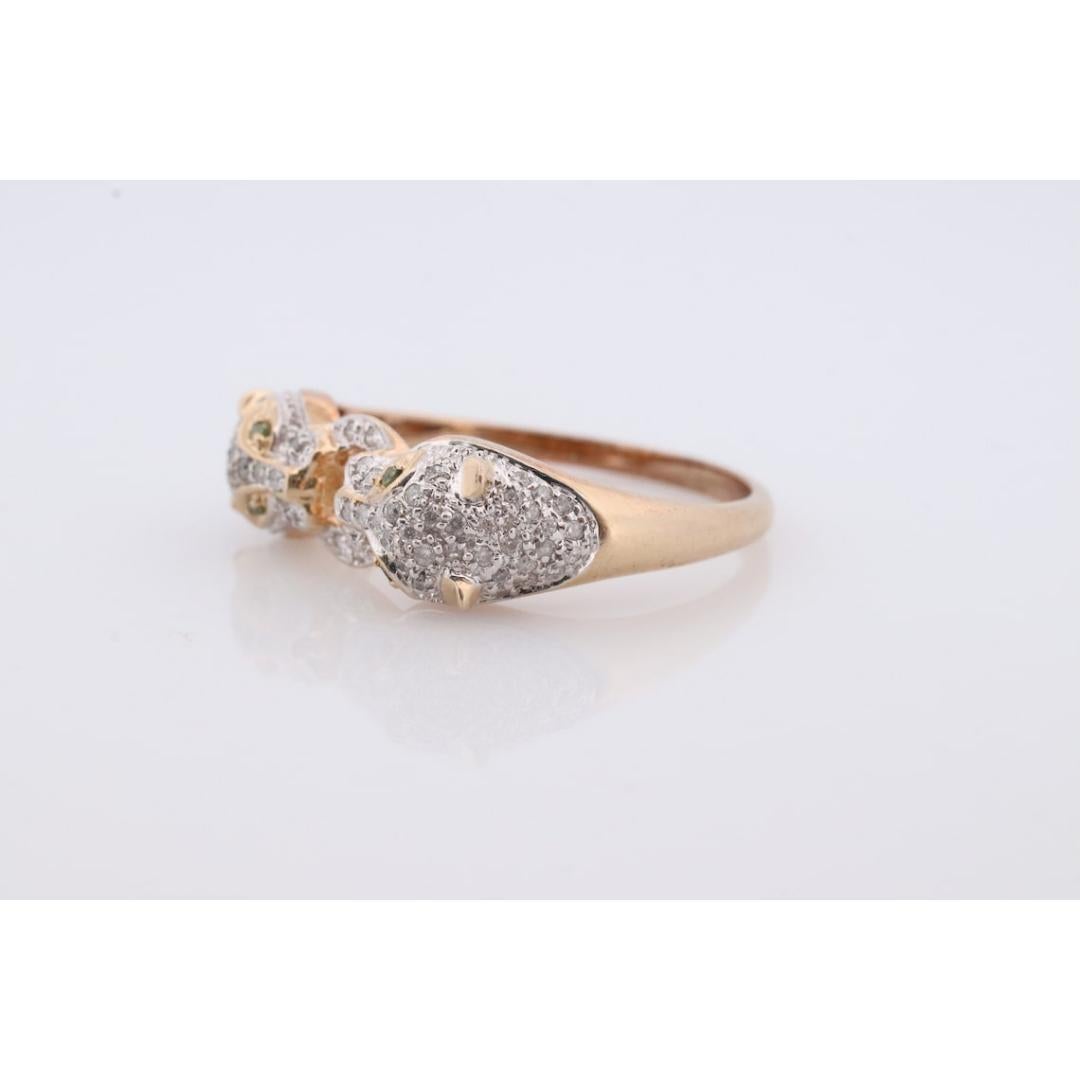 14k Panther Leopard Jaguar Cheetah Diamond ring. Encrusted with Diamond Double For Sale 4