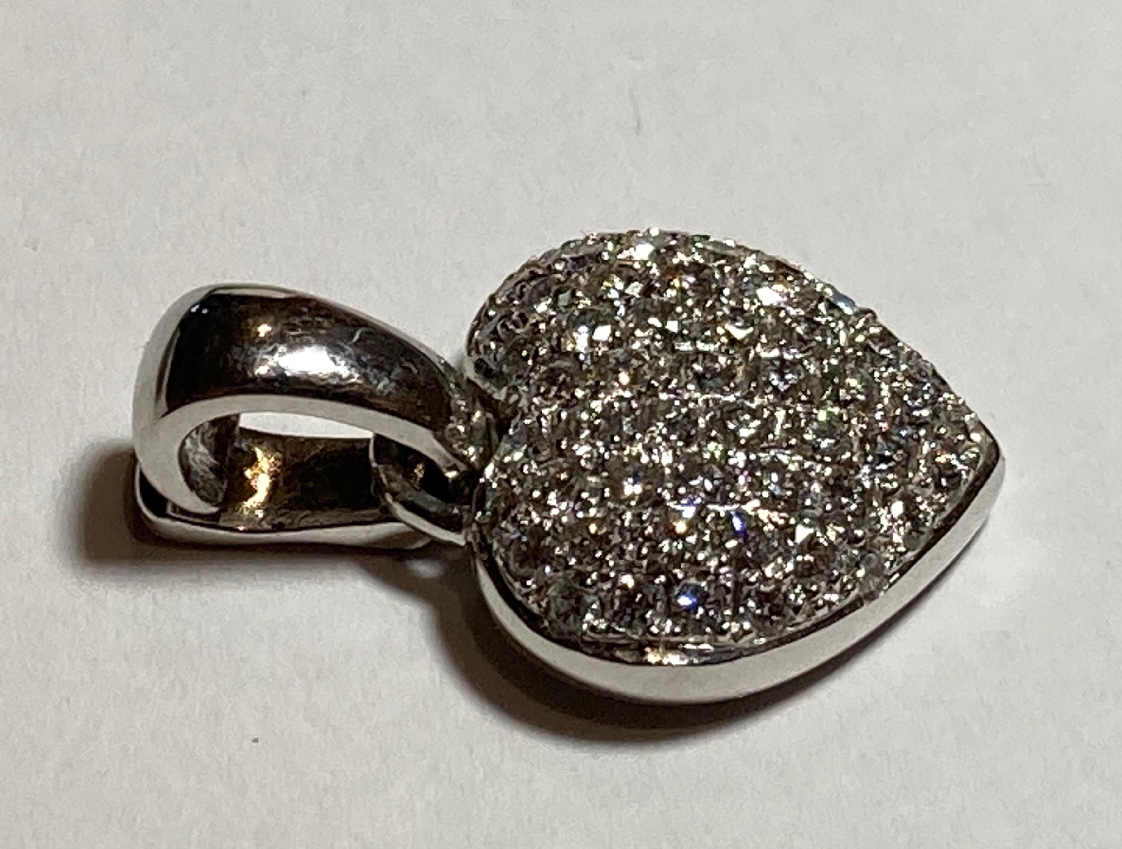Modern 14 Karat Pave Diamond Heart For Sale