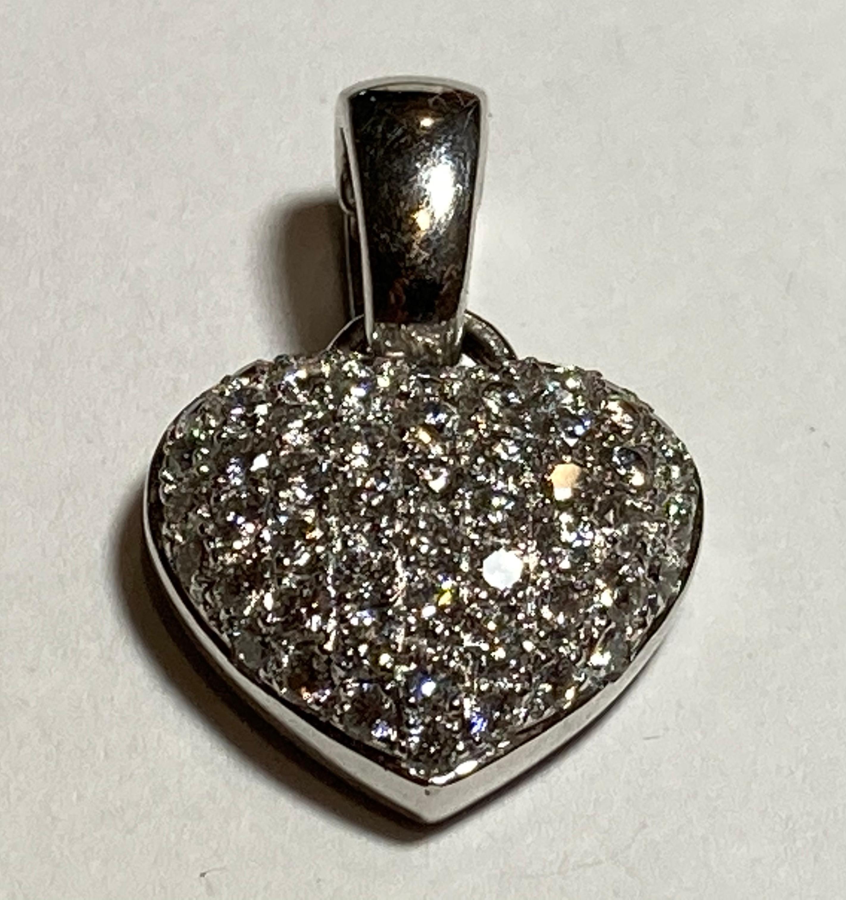 Round Cut 14 Karat Pave Diamond Heart For Sale