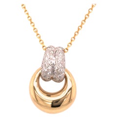 14K Pave Diamond Two-Tone Gold Link Pendant