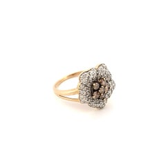 Bague 14K Pavé Fleur Diamant