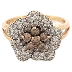 Bague 14K Pavé Fleur Diamant