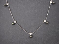 14K Peacock Pearl CZ Necklace 17 Inches