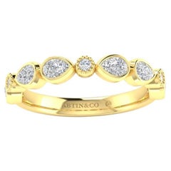 14K Birnenförmiger & runder Diamant-Lünette Stapelbarer/wedding-Ring