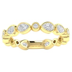 Bracelet empilable/de mariage 14K avec lunette et diamants ronds et en forme de poire