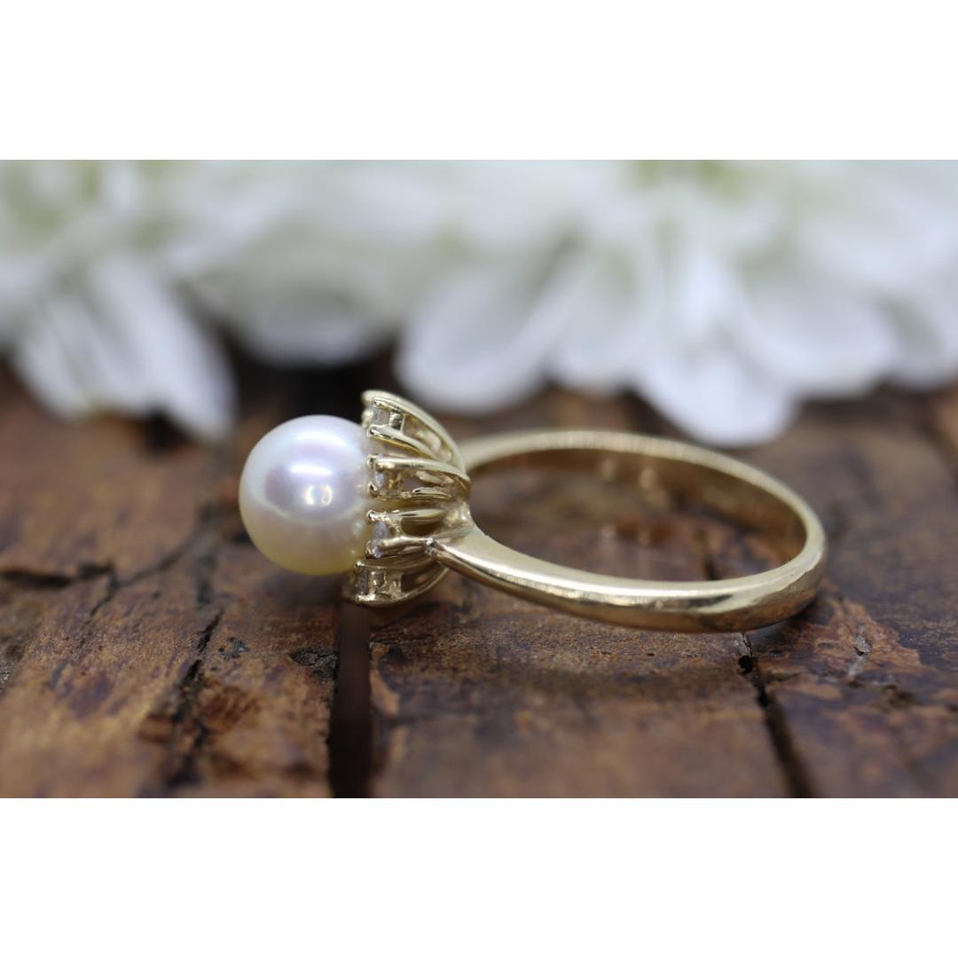14k Pearl and Diamond Halo ring. 14k White gold Solitaire Halo ring with AKOYA For Sale 3
