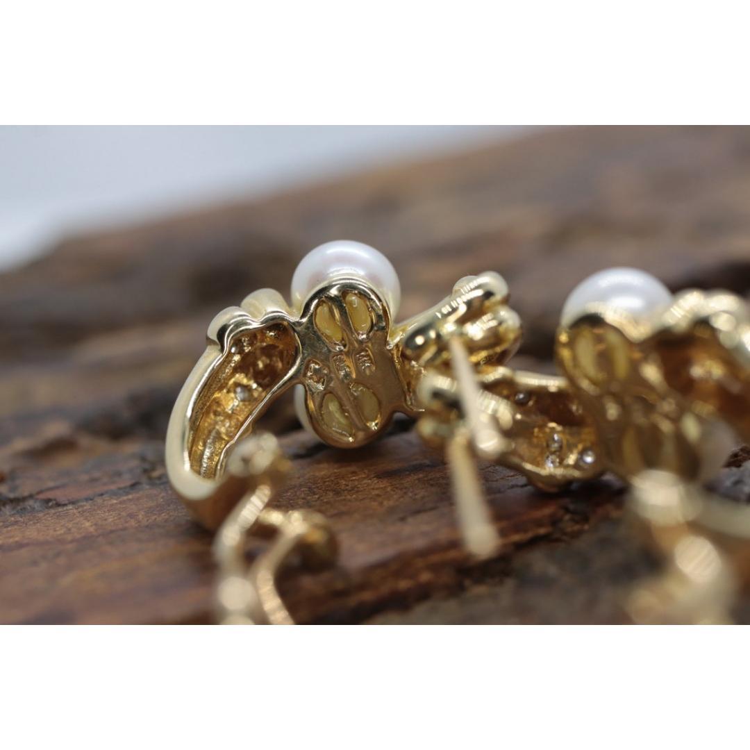 14k Pearl and Diamond Huggies Huggie Cuff Earrings. Bypass Hoop Twin Pearl For Sale 6
