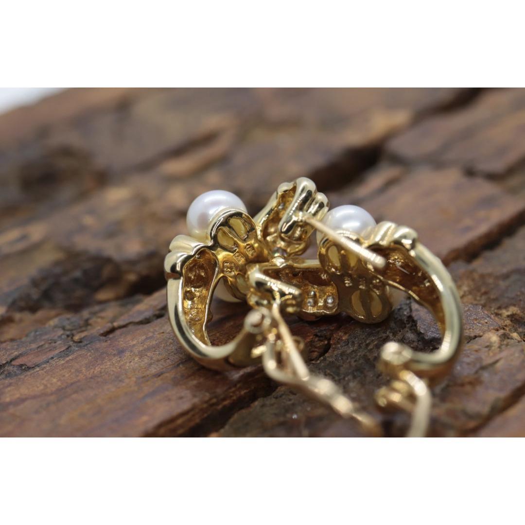 Women's 14k Pearl and Diamond Huggies Huggie Cuff Earrings. Bypass Hoop Twin Pearl For Sale