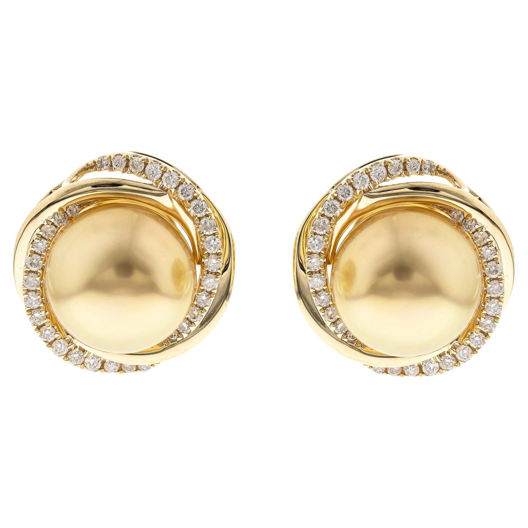 Pendientes de Perlas del Mar del Sur de 14K