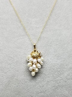 14 Karat Pearl "Grapevine" and Diamond Pendant