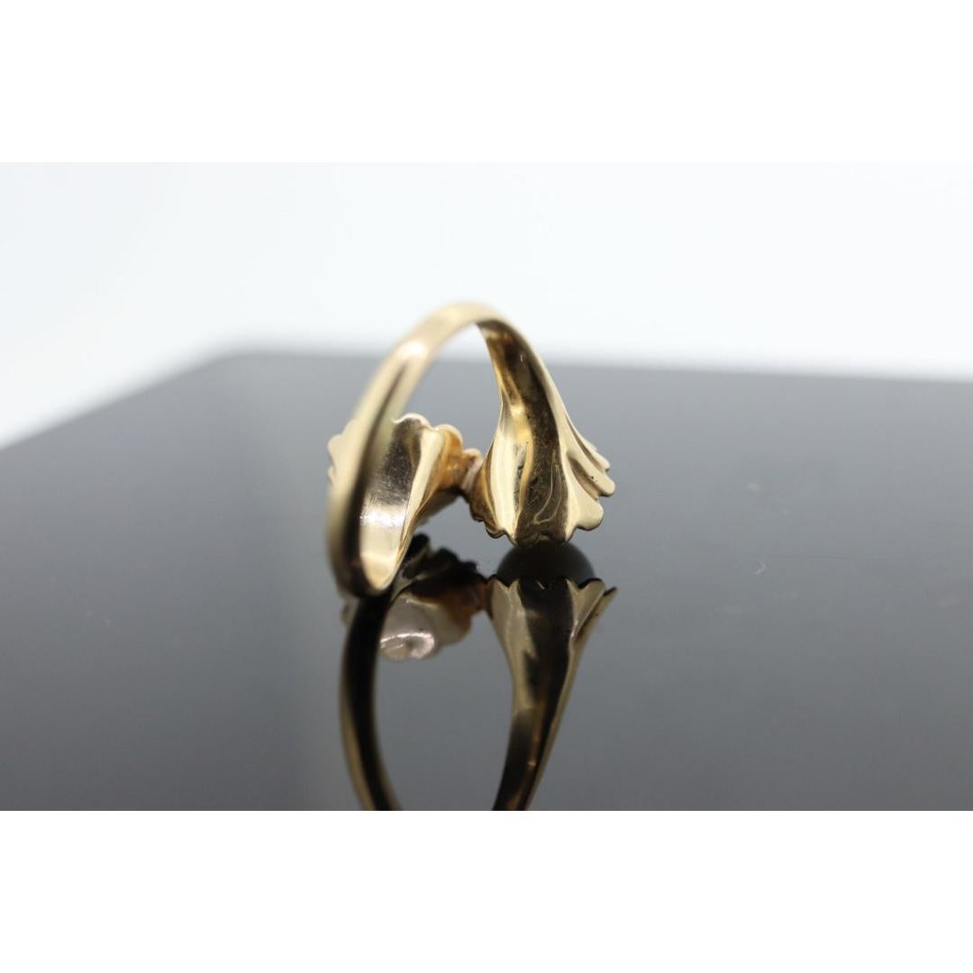 14k Pearl Wrap bypass ring. 14k Yellow gold Pearl FLUTE Funnel ring with AKOYA 1