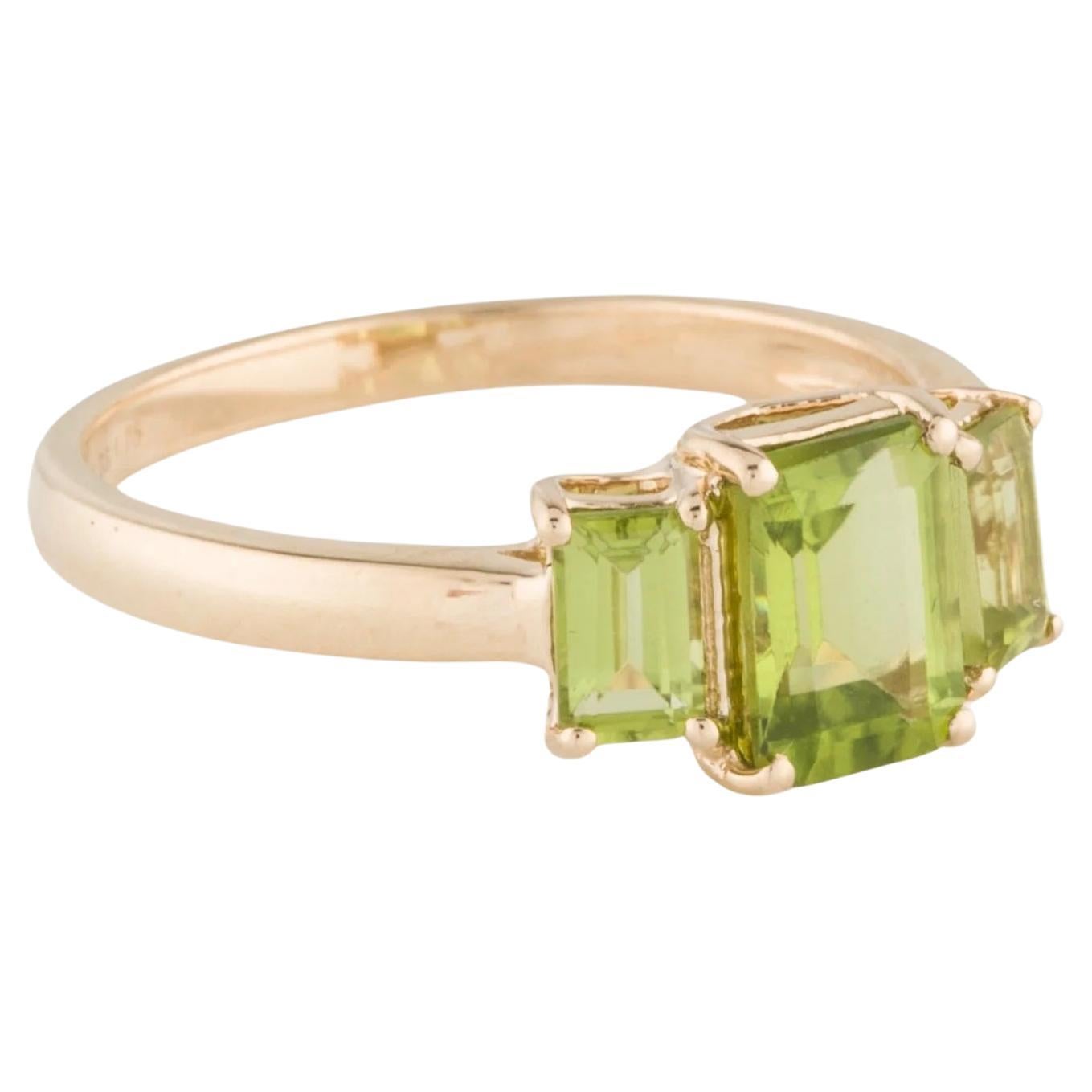 14K Peridot Cocktail Ring  1.76ctw Cut Cornered Rectangular Step Cut  Yellow G For Sale