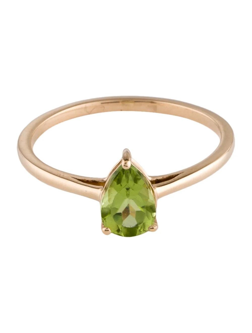 Pear Cut 14K Peridot Cocktail Ring Size 6.75 - Green Gemstone, Statement Jewelry For Sale