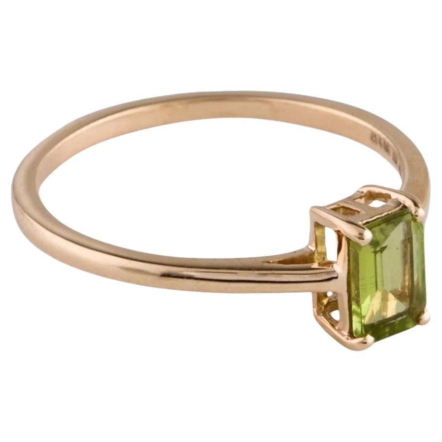 Bague cocktail en péridot 14 carats taille 6,75 - pierre précieuse verte, bijou fantaisie