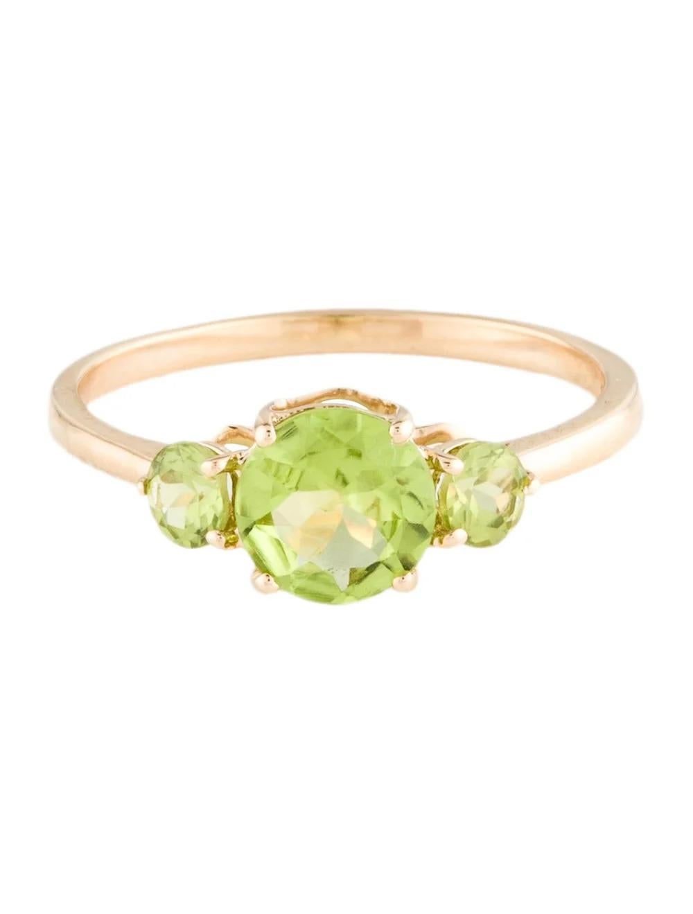 Round Cut 14K Peridot Cocktail Ring Size 6.75: Vibrant Green Gemstone, Elegant Yellow Gold For Sale