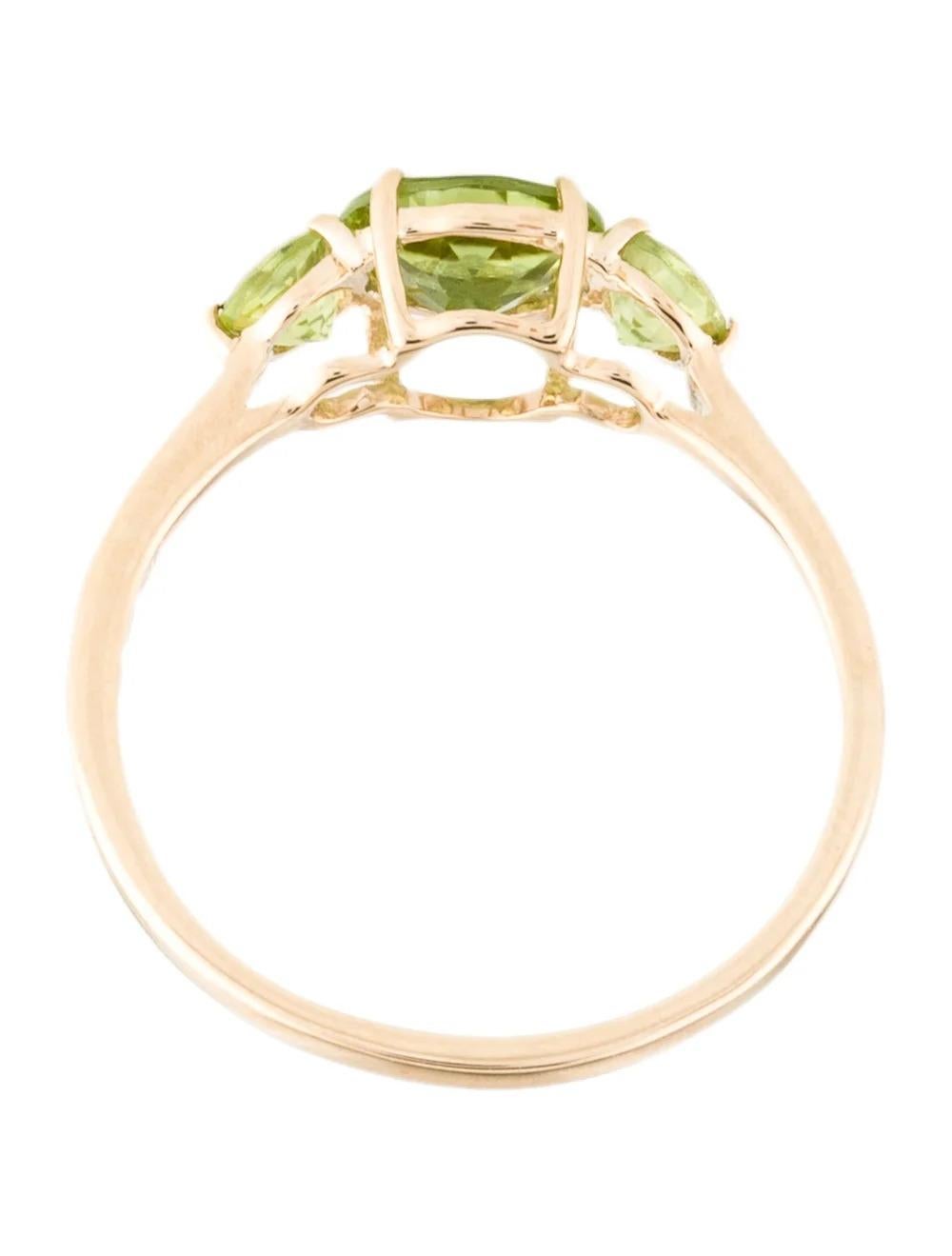 Women's 14K Peridot Cocktail Ring Size 6.75: Vibrant Green Gemstone, Elegant Yellow Gold For Sale